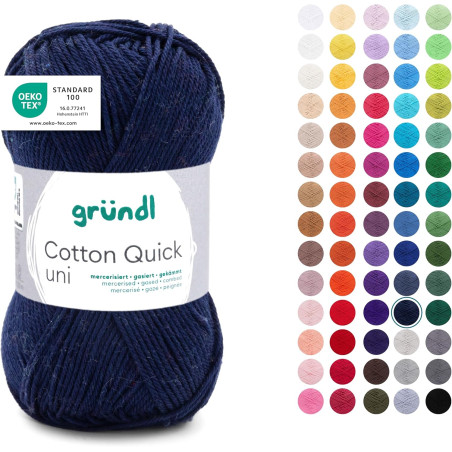Gründl Laine Cotton Quick uni - laine fine pour crocheter - fil à tricoter – fil à crocheter – brillant et doux pour la peau – 1