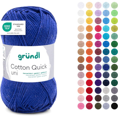 Gründl Laine Cotton Quick uni - laine fine pour crocheter - fil à tricoter – fil à crocheter – brillant et doux pour la peau – 1
