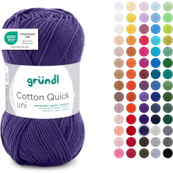 Gründl Laine Cotton Quick uni - laine fine pour crocheter - fil à tricoter – fil à crocheter – brillant et doux pour la peau – 1