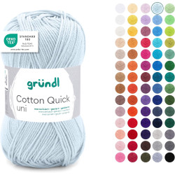 Gründl Laine Cotton Quick uni - laine fine pour crocheter - fil à tricoter – fil à crocheter – brillant et doux pour la peau – 1