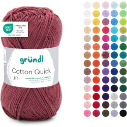 Gründl Laine Cotton Quick uni - laine fine pour crocheter - fil à tricoter – fil à crocheter – brillant et doux pour la peau – 1