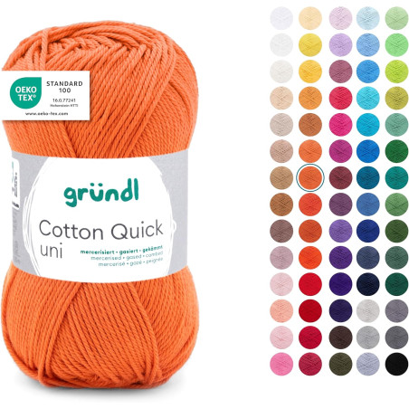 Gründl Laine Cotton Quick uni - laine fine pour crocheter - fil à tricoter – fil à crocheter – brillant et doux pour la peau – 1