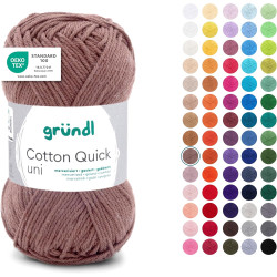 Gründl Laine Cotton Quick uni - laine fine pour crocheter - fil à tricoter – fil à crocheter – brillant et doux pour la peau – 1