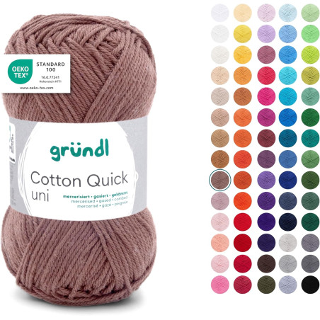 Gründl Laine Cotton Quick uni - laine fine pour crocheter - fil à tricoter – fil à crocheter – brillant et doux pour la peau – 1
