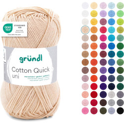 Gründl Laine Cotton Quick uni - laine fine pour crocheter - fil à tricoter – fil à crocheter – brillant et doux pour la peau – 1