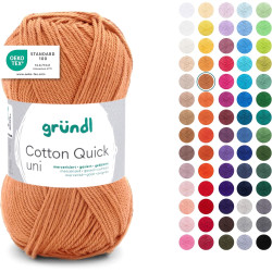 Gründl Laine Cotton Quick uni - laine fine pour crocheter - fil à tricoter – fil à crocheter – brillant et doux pour la peau – 1