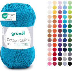 Gründl Laine Cotton Quick uni - laine fine pour crocheter - fil à tricoter – fil à crocheter – brillant et doux pour la peau – 1