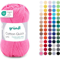Gründl Laine Cotton Quick uni - laine fine pour crocheter - fil à tricoter – fil à crocheter – brillant et doux pour la peau – 1