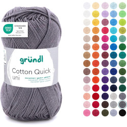 Gründl Laine Cotton Quick uni - laine fine pour crocheter - fil à tricoter – fil à crocheter – brillant et doux pour la peau – 1