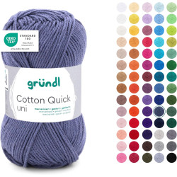 Gründl Laine Cotton Quick uni - laine fine pour crocheter - fil à tricoter – fil à crocheter – brillant et doux pour la peau – 1