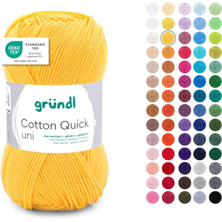 Gründl Laine Cotton Quick uni - laine fine pour crocheter - fil à tricoter – fil à crocheter – brillant et doux pour la peau – 1
