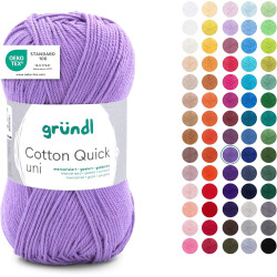 Gründl Laine Cotton Quick uni - laine fine pour crocheter - fil à tricoter – fil à crocheter – brillant et doux pour la peau – 1