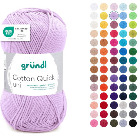 Gründl Laine Cotton Quick uni - laine fine pour crocheter - fil à tricoter – fil à crocheter – brillant et doux pour la peau – 1