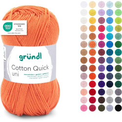 Gründl Laine Cotton Quick uni - laine fine pour crocheter - fil à tricoter – fil à crocheter – brillant et doux pour la peau – 1