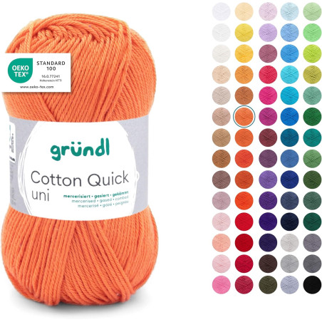 Gründl Laine Cotton Quick uni - laine fine pour crocheter - fil à tricoter – fil à crocheter – brillant et doux pour la peau – 1