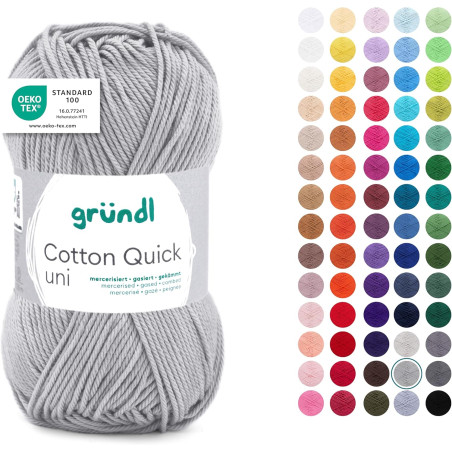 Gründl Laine Cotton Quick uni - laine fine pour crocheter - fil à tricoter – fil à crocheter – brillant et doux pour la peau – 1