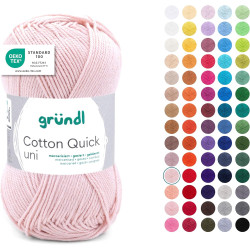 Gründl Laine Cotton Quick uni - laine fine pour crocheter - fil à tricoter – fil à crocheter – brillant et doux pour la peau – 1