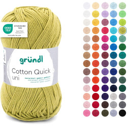 Gründl Laine Cotton Quick uni - laine fine pour crocheter - fil à tricoter – fil à crocheter – brillant et doux pour la peau – 1