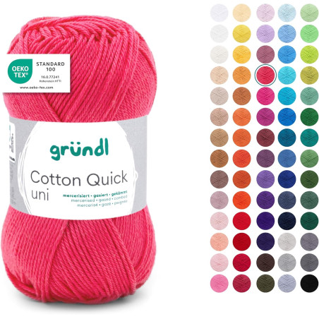 Gründl Laine Cotton Quick uni - laine fine pour crocheter - fil à tricoter – fil à crocheter – brillant et doux pour la peau – 1