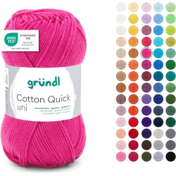 Gründl laine cotton quick uni - laine fine pour crocheter - fil à tricoter – fil à crocheter – brillant et doux pour la peau – 1