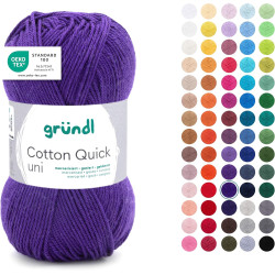 Gründl Laine Cotton Quick uni - laine fine pour crocheter - fil à tricoter – fil à crocheter – brillant et doux pour la peau – 1