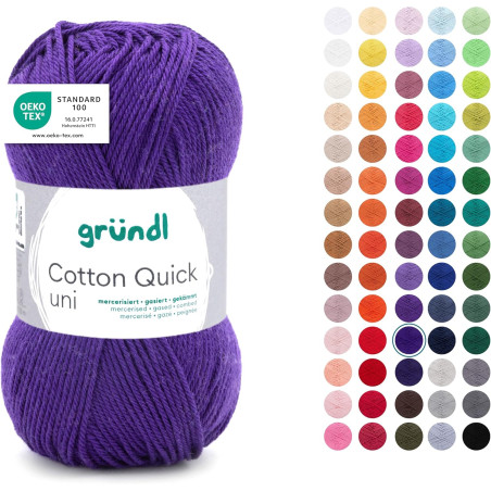 Gründl Laine Cotton Quick uni - laine fine pour crocheter - fil à tricoter – fil à crocheter – brillant et doux pour la peau – 1