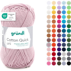 Gründl Laine Cotton Quick uni - laine fine pour crocheter - fil à tricoter – fil à crocheter – brillant et doux pour la peau – 1