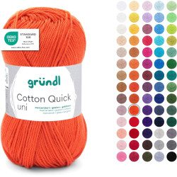 Gründl Laine Cotton Quick uni - laine fine pour crocheter - fil à tricoter – fil à crocheter – brillant et doux pour la peau – 1