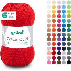 Gründl Laine Cotton Quick uni - laine fine pour crocheter - fil à tricoter – fil à crocheter – brillant et doux pour la peau – 1