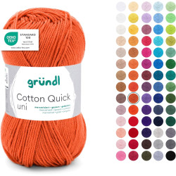 Gründl Laine Cotton Quick uni - laine fine pour crocheter - fil à tricoter – fil à crocheter – brillant et doux pour la peau – 1