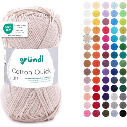 Gründl Laine Cotton Quick uni - laine fine pour crocheter - fil à tricoter – fil à crocheter – brillant et doux pour la peau – 1