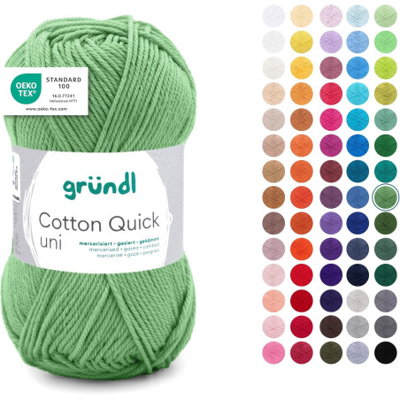 Gründl Laine Cotton Quick uni - laine fine pour crocheter - fil à tricoter – fil à crocheter – brillant et doux pour la peau – 1