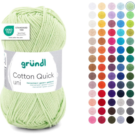 Gründl Laine Cotton Quick uni - laine fine pour crocheter - fil à tricoter – fil à crocheter – brillant et doux pour la peau – 1
