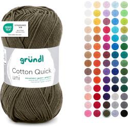 Gründl Laine Cotton Quick uni - laine fine pour crocheter - fil à tricoter – fil à crocheter – brillant et doux pour la peau – 1