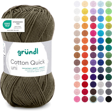 Gründl Laine Cotton Quick uni - laine fine pour crocheter - fil à tricoter – fil à crocheter – brillant et doux pour la peau – 1