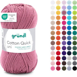 Gründl Laine Cotton Quick uni - laine fine pour crocheter - fil à tricoter – fil à crocheter – brillant et doux pour la peau – 1