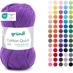 Gründl Laine Cotton Quick uni - laine fine pour crocheter - fil à tricoter – fil à crocheter – brillant et doux pour la peau – 1