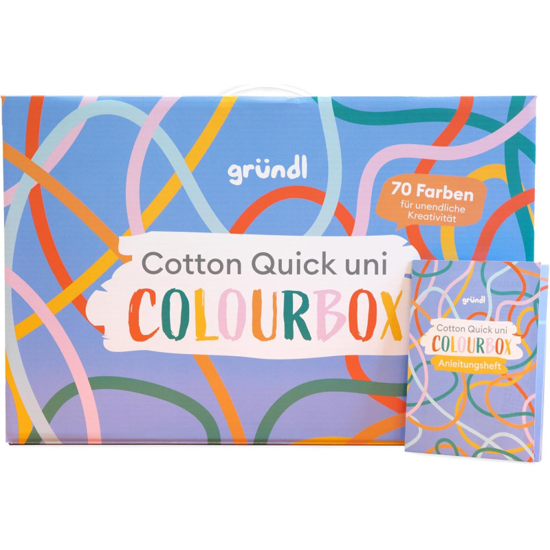Gründl Laine Cotton Quick uni valise de 70 couleurs avec instructions - laine fine pour crocheter - fil à tricoter - doux pour l