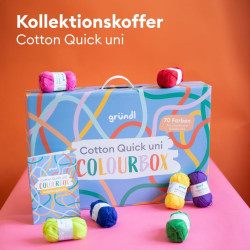 Gründl Laine Cotton Quick uni valise de 70 couleurs avec instructions - laine fine pour crocheter - fil à tricoter - doux pour l