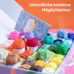 Gründl Laine Cotton Quick uni valise de 70 couleurs avec instructions - laine fine pour crocheter - fil à tricoter - doux pour l