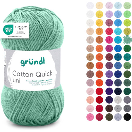Gründl Laine Cotton Quick uni - laine fine pour crocheter - fil à tricoter – fil à crocheter – brillant et doux pour la peau – 1
