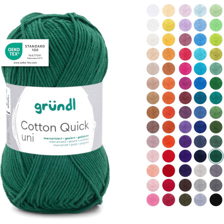 Gründl Laine Cotton Quick uni - laine fine pour crocheter - fil à tricoter – fil à crocheter – brillant et doux pour la peau – 1