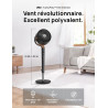 DREO ventilateur sur pied silencieux 20 dB avec oscillation omnidirectionnelle 120°+120°, portée du vent 26 m, débit d’air 1615 