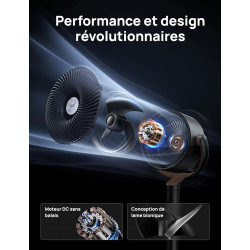 DREO ventilateur sur pied silencieux 20 dB avec oscillation omnidirectionnelle 120°+120°, portée du vent 26 m, débit d’air 1615 