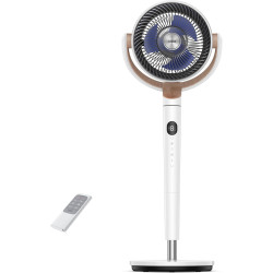 DREO ventilateur sur pied silencieux 20 dB avec oscillation omnidirectionnelle 120°+120°, portée du vent 26 m, débit d’air 1615 