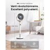 DREO ventilateur sur pied silencieux 20 dB avec oscillation omnidirectionnelle 120°+120°, portée du vent 26 m, débit d’air 1615 