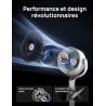 DREO ventilateur sur pied silencieux 20 dB avec oscillation omnidirectionnelle 120°+120°, portée du vent 26 m, débit d’air 1615 