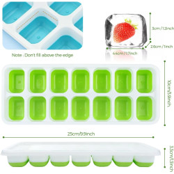 4 Pièces bacs à glaçons en silicone avec couvercle,Moule à Glaçons,Certifié LFGB - Sans BPA,bacs à glaçons carrés faciles à reti