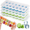 4 Pièces bacs à glaçons en silicone avec couvercle,Moule à Glaçons,Certifié LFGB - Sans BPA,bacs à glaçons carrés faciles à reti