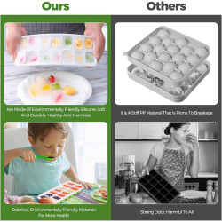 4 Pièces bacs à glaçons en silicone avec couvercle,Moule à Glaçons,Certifié LFGB - Sans BPA,bacs à glaçons carrés faciles à reti